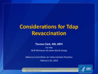 Considerations for Tdap revaccination