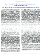 Rates and Trends of Pediatric Acute Lymphoblastic Leukemia  United States 20012014