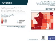 WY Congressional District 01 Heart Disease and Federally Qualified Health Centers Map 119th Congress