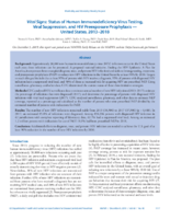 Vital Signs Status of Human Immunodeficiency Virus Testing Viral Suppression and HIV Preexposure Prophylaxis  United States 20132018