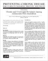 Obesity and Overweight Prevalence Among Adolescents With Disabilities