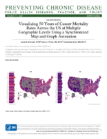 Visualizing 50 Years of Cancer Mortality Rates Across the US at Multiple Geographic Levels Using a Synchronized Map and Graph Animation