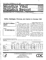 Births marriages divorces and deaths for October 1991