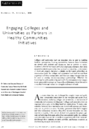 Engaging Colleges And Universities As Partners In Healthy Communities Initiatives