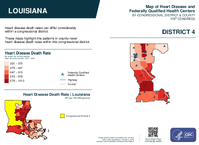 LA Congressional District 04 Heart Disease and Federally Qualified Health Centers Map 119th Congress