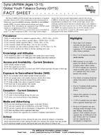 2008 Syria UNRWA Ages 1315 Global Youth Tobacco Survey GYTS Fact Sheet
