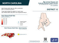 NC Congressional District 12 Heart Disease and Federally Qualified Health Centers Map 119th Congress
