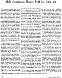 Milk sanitation honor roll for 196264