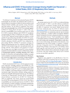 Influenza and COVID19 Vaccination Coverage Among Health Care Personnel  United States 202425 Respiratory Virus Season