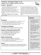 2008 Tanzania  Kilimanjaro Ages 1315 Global Youth Tobacco Survey GYTS Fact Sheet