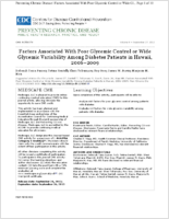 Factors Associated With Poor Glycemic Control or Wide Glycemic Variability Among Diabetes Patients in Hawaii 20062009