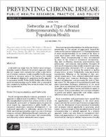 Networks as a Type of Social Entrepreneurship to Advance Population Health
