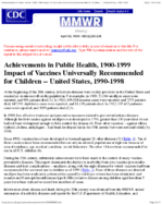 Impact of Vaccines Universally Recommended for ChildrenUnited States 19901998