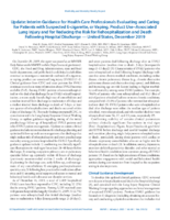 Update Interim Guidance for Health Care Professionals Evaluating and Caring for Patients with Suspected Ecigarette or Vaping Product UseAssociated Lung Injury and for Reducing the Risk for Rehospitalization and Death Following Hospital Discharge  United States December 2019