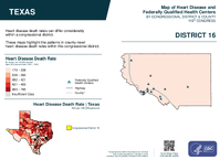 TX Congressional District 16 Heart Disease and Federally Qualified Health Centers Map 119th Congress