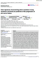 Gene Signatures Characterizing Driver Mutations in Lung Squamous Carcinoma are Predictive of the Progression of PreCancer Lesions