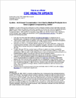 Update Additional Contamination Identified in Medical Products from New England Compounding Center December 03 2012 455 ET