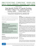 StateSpecific Patterns of Cigarette Smoking Smokeless Tobacco Use and ECigarette Use Among Adults  United States 2016