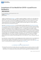 Importance of one health for COVID19 and future pandemics  media statement for immediate release Wednesday November 3 2021