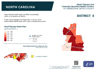 NC Congressional District 08 Heart Disease and Federally Qualified Health Centers Map 118th Congress