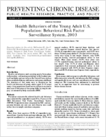 Health Behaviors of the Young Adult US Population Behavioral Risk Factor Surveillance System 2003