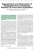 Sequestration and Destruction of Rinderpest VirusContaining Material 10 Years after Eradication