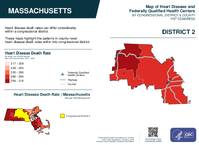 MA Congressional District 02 Heart Disease and Federally Qualified Health Centers Map 119th Congress