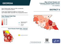 GA Congressional District 09 Heart Disease and Federally Qualified Health Centers Map 119th Congress