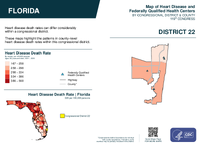 FL Congressional District 22 Heart Disease and Federally Qualified Health Centers Map 119th Congress