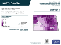 ND Congressional District 01 Stroke and Federally Qualified Health Centers Map 119th Congress