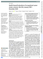 Health Hazard Evaluations of Occupational Cancer Cluster Concerns The USA January 2001December 2020
