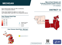 MI Congressional District 12 Heart Disease and Federally Qualified Health Centers Map 119th Congress