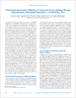 Preventing Transmission of Zika Virus in Labor and Delivery Settings Through Implementation of Standard Precautions  United States 2016