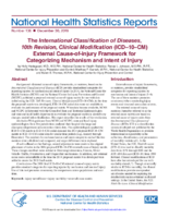 The International classification of diseases 10th revision clinical modification ICD10CM external causeofinjury framework for categorizing mechanism and intent of injury