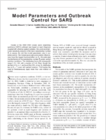 Model Parameters and Outbreak Control for SARS