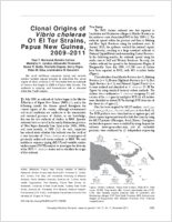 Clonal Origins of Vibrio cholerae O1 El Tor Strains Papua New Guinea 20092011