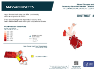 MA Congressional District 04 Heart Disease and Federally Qualified Health Centers Map 118th Congress