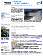 Construction Fatality Narrative Gutter Installer Falls from Patio Roof 2004
