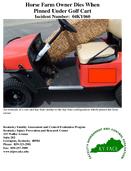 Horse Farm Owner Dies When Pinned Under Golf Cart