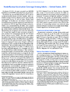 Noninfluenza Vaccination Coverage Among Adults  United States 2011