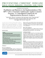 Facilitators and Barriers to the Implementation of the HPV VACs Vaccinate Adolescents Against Cancers Program A Consolidated Framework for Implementation Research Analysis