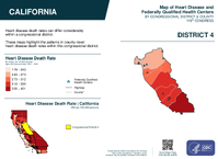 CA Congressional District 04 Heart Disease and Federally Qualified Health Centers Map 119th Congress