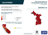 CA Congressional District 22 Heart Disease and Federally Qualified Health Centers Map 119th Congress