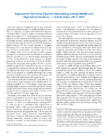Exposure to Electronic Cigarette Advertising Among Middle and High School Students  United States 20142016