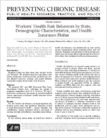 Workers Health Risk Behaviors by State Demographic Characteristics and Health Insurance Status