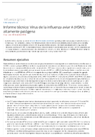 Informe tcnico Virus de la influenza aviar A H5N1 altamente patgena