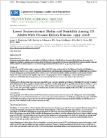 Lower Socioeconomic Status and Disability Among US Adults With Chronic Kidney Disease 19992008