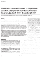 Incidence of COVID19 and Workers Compensation Utilization Among Food Manufacturing in Wisconsin October 1 2020  December 31 2021