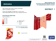 IN Congressional District 01 Heart Disease and Federally Qualified Health Centers Map 118th Congress
