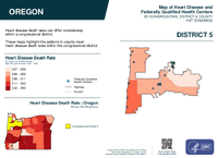 OR Congressional District 05 Heart Disease and Federally Qualified Health Centers Map 119th Congress